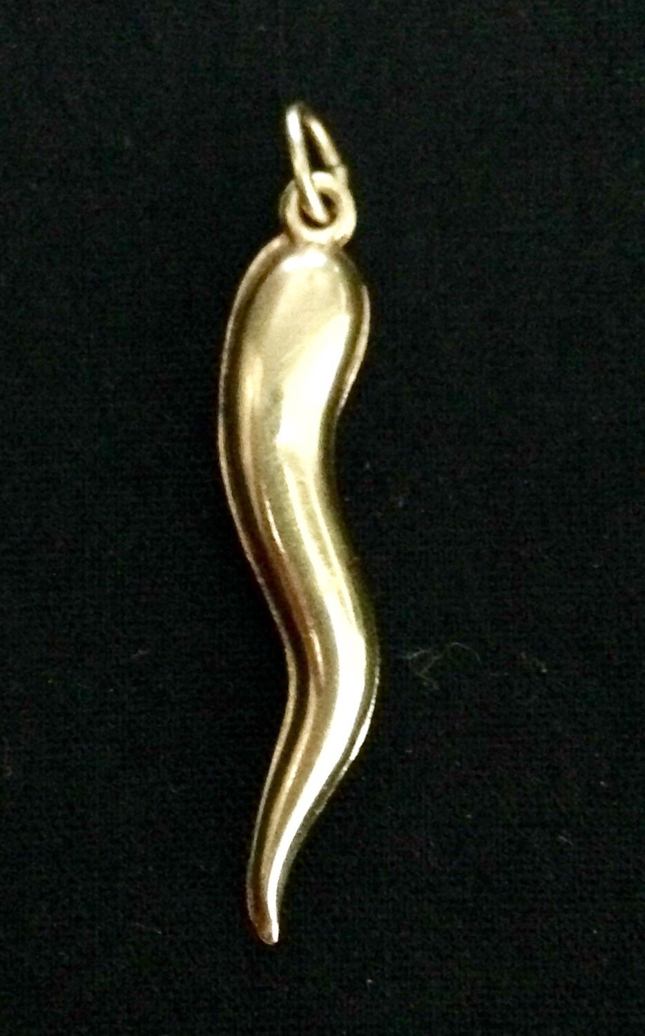 Vintage 14k Gold Devils Horn Cornicello Designer Necklace Pendant