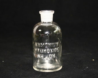 Antique Glass Wheaton No-Sol-Vit 12 USA Ammonium Hydroxide Pharmaceutical Chemical Bottle Featuring Original Embossed Wording