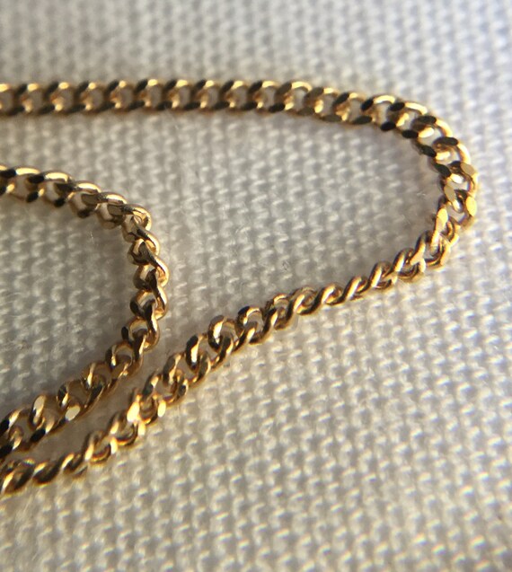 Vintage 10k Gold Curb Chain Designer Necklace Fea… - image 8