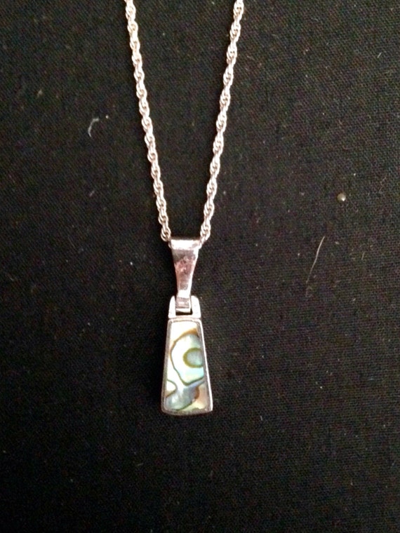 Vintage Sterling Silver Abalone Rectangular Shape… - image 2
