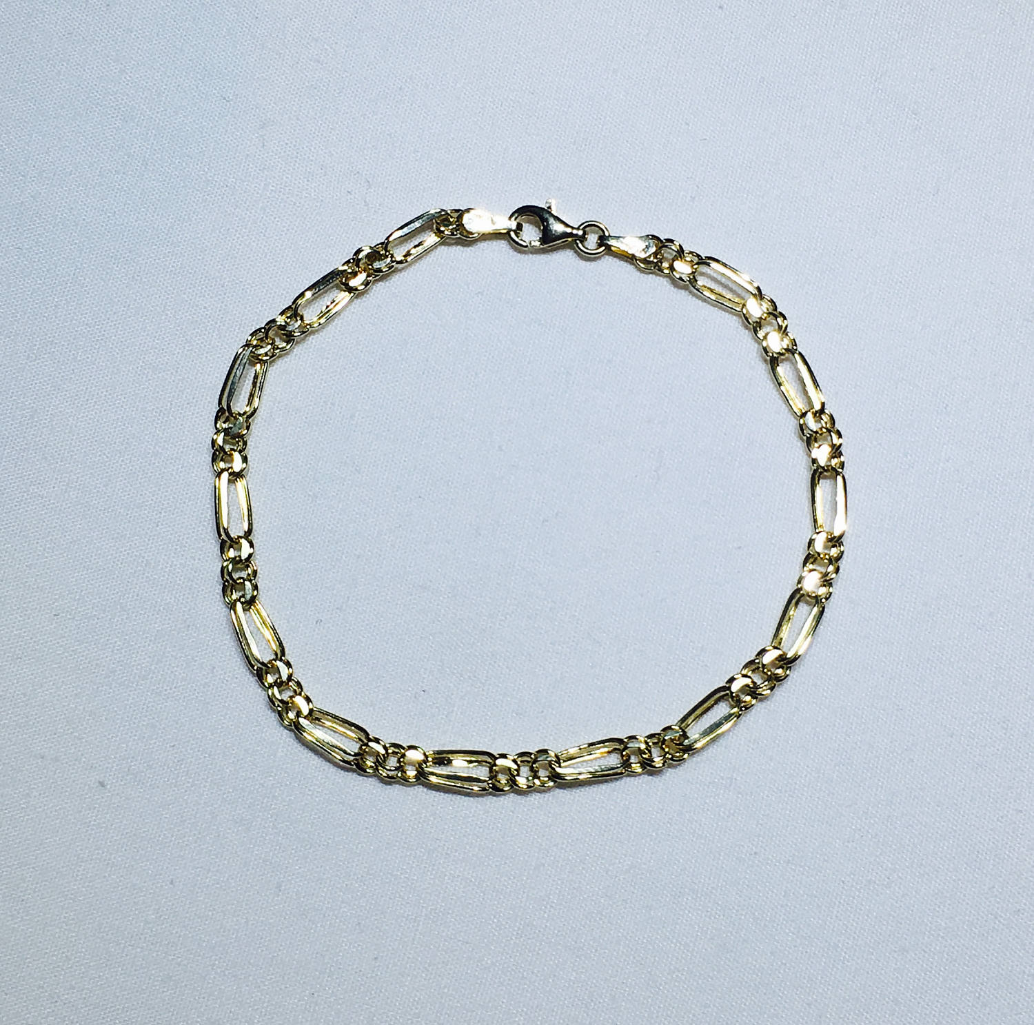 Beautiful 10k Gold Double Link Figaro Designer Bracelet Featuring ...