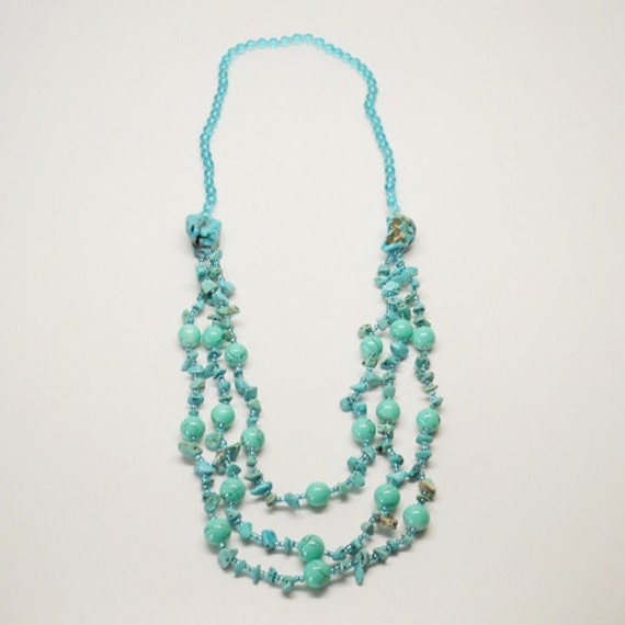 Beautiful Vintage Turquoise Beaded & Glass Beaded… - image 4