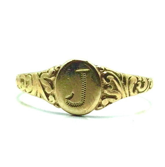 Vintage 10k Yellow Gold “J” Monogrammed Shield Ba… - image 4