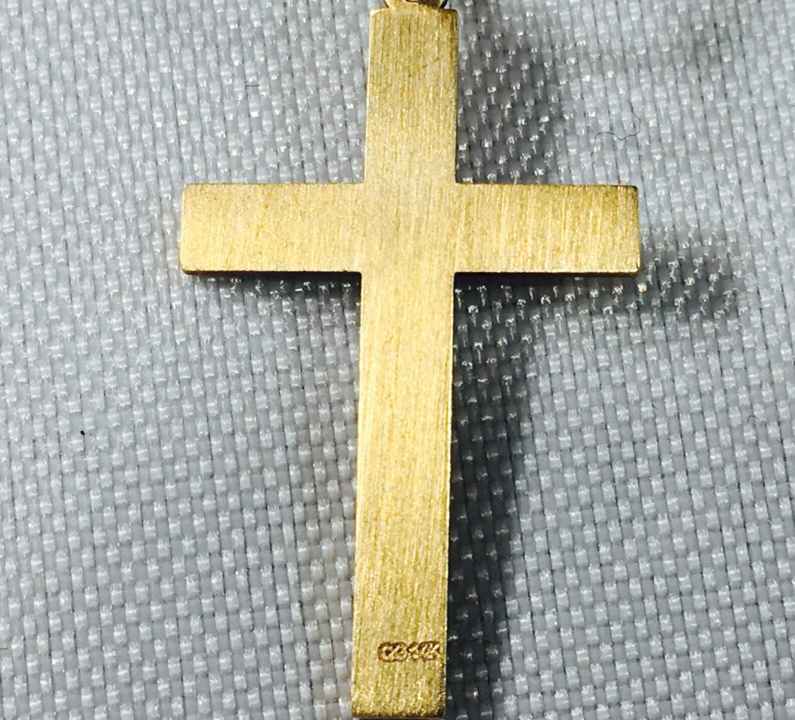10k Yellow Gold Scroll Etched Cross Charm Featuring Elegant Diamond Cut