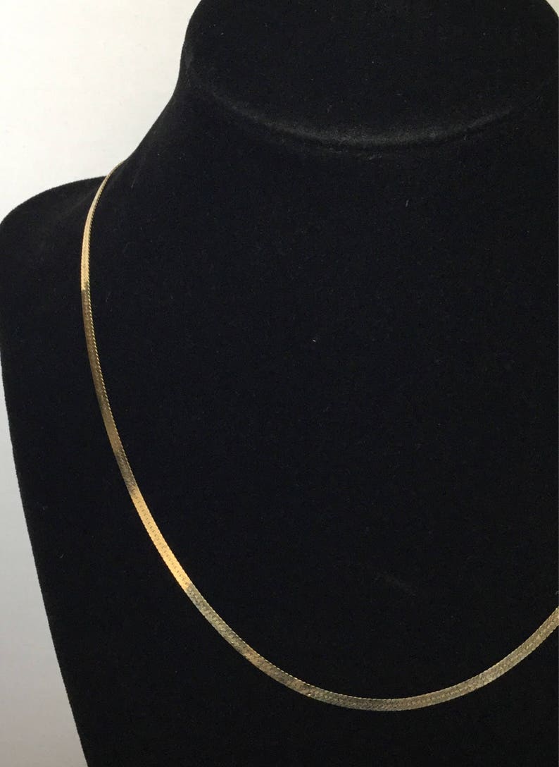 Vintage 14k Yellow Gold Fine Herringbone Necklace Chain Etsy