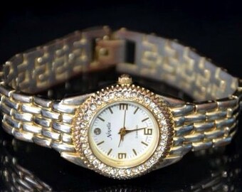 Vintage Ladies Novelle Quartz Brushed Gold Tone Diamond Bezel | Etsy Israel