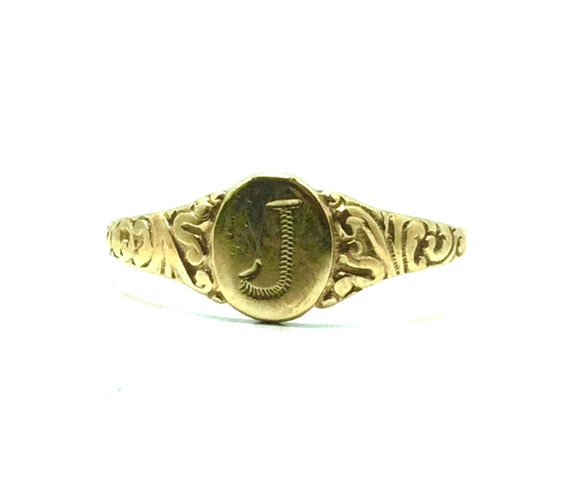 Vintage 10k Yellow Gold “J” Monogrammed Shield Ba… - image 1