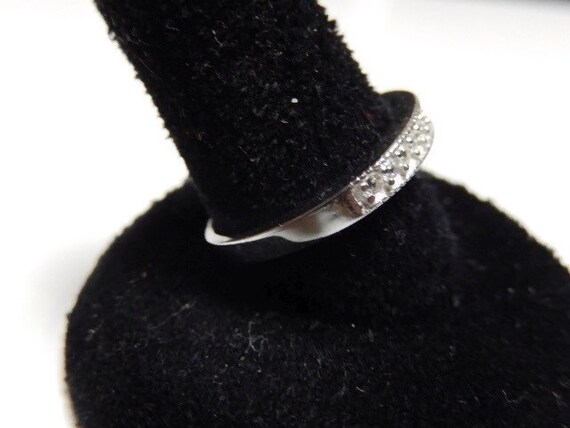 Vintage Sterling Silver Faceted Channel Set Diamo… - image 3