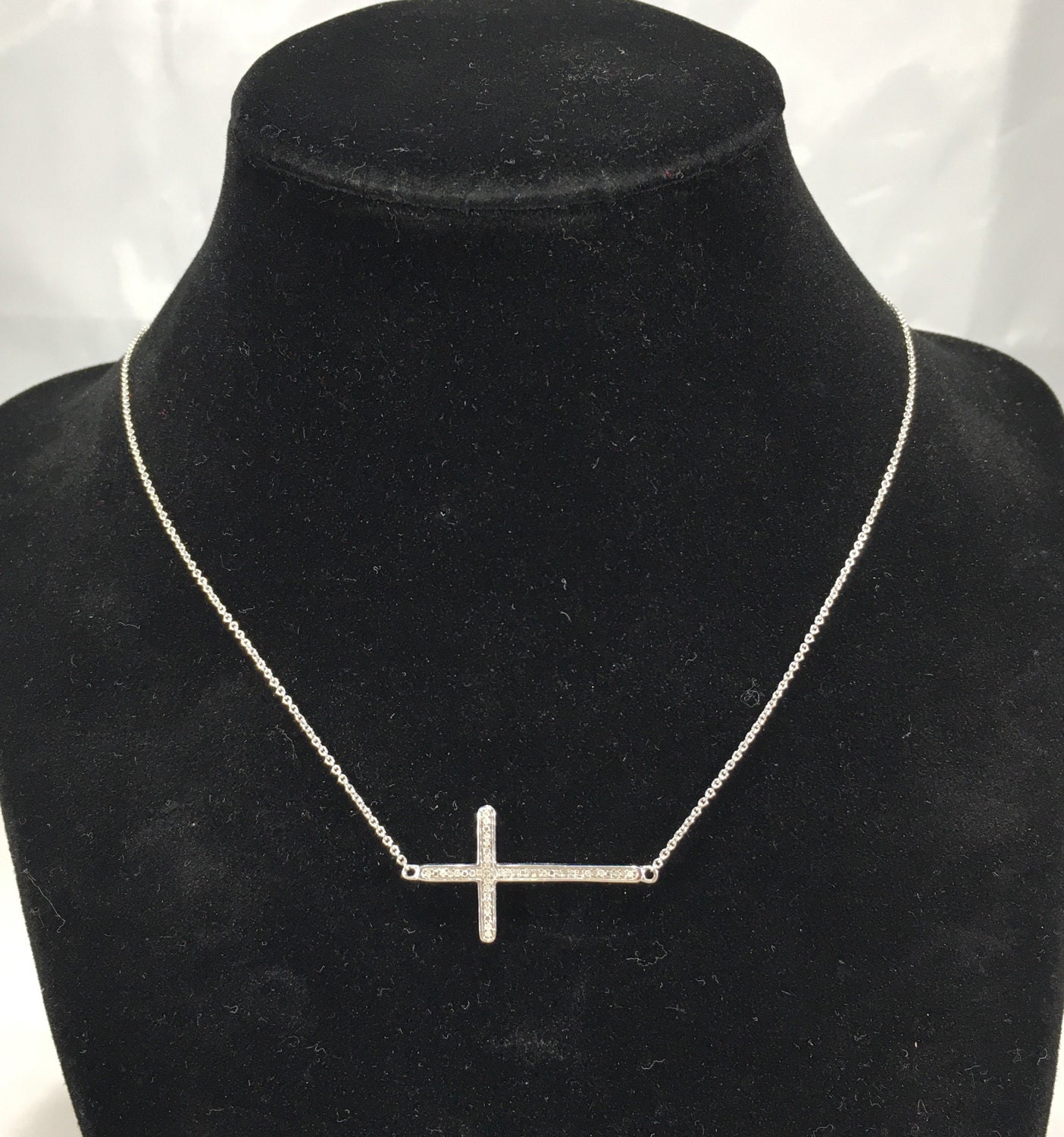 Sterling Silver Miadora Designer Diamond Cross Pendant & Chain - Etsy