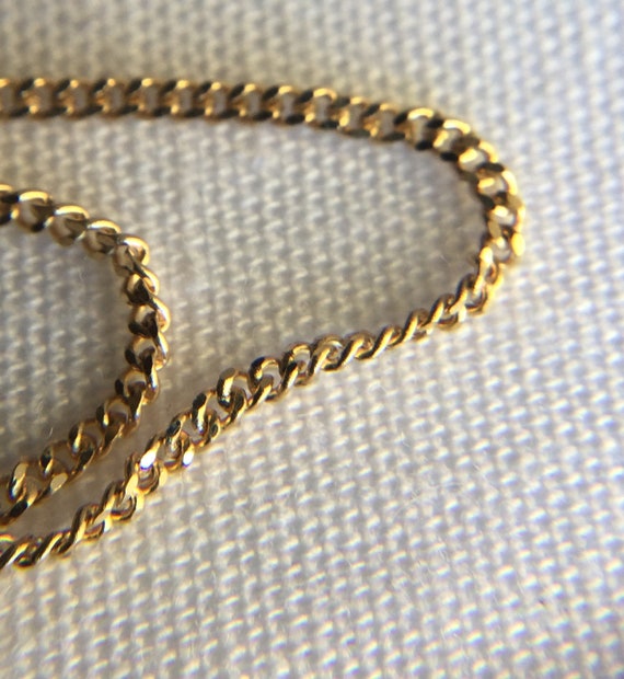 Vintage 10k Gold Curb Chain Designer Necklace Fea… - image 6