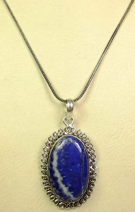 Very beautiful Lapis Blue Pendant Necklace on an … - image 2