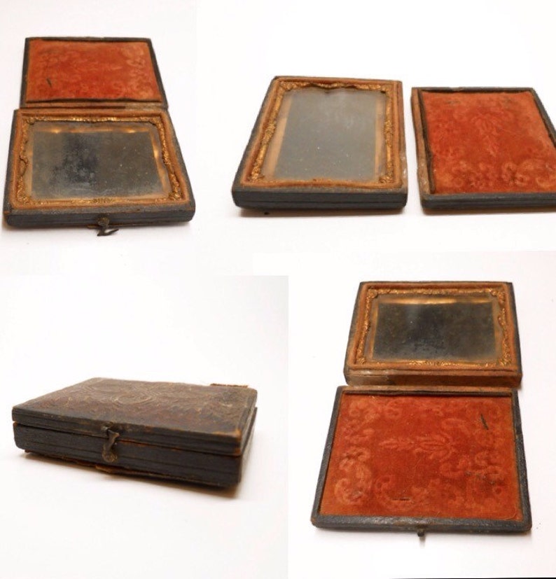 Antique 19th Century Tooled Leather & Copper Travel Folding ...