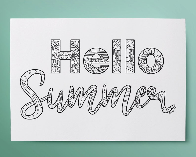 Hello Summer Coloring Page