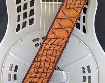 Hand-tooled Leather Guitar Strap, Original Design