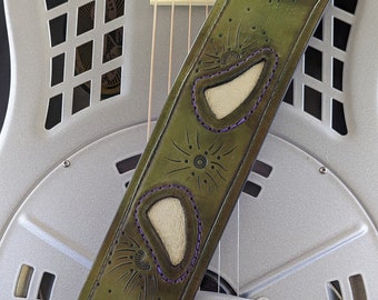 Hand-tooled Leather Guitar Strap, Original Design