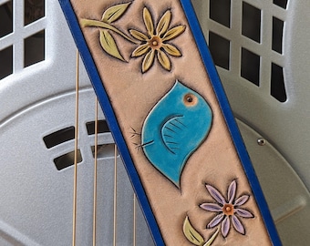 Guitar Strap, Hand-Tooled Leather, Adjustable, Original Design