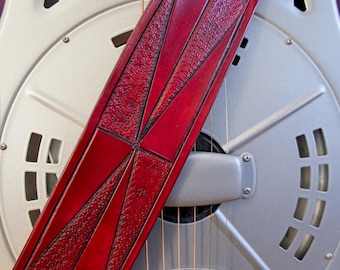 Guitar Strap, Hand-Tooled Leather, Adjustable, Original Design