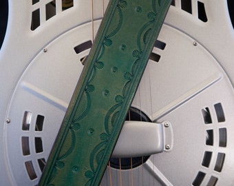 Guitar Strap, Hand-tooled Leather, Adjustable, Original Design