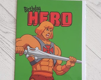 He-Man Birthday Card - Birthday Card - Card for Him - Card for Dad - Card for Brother - He-Man Green Card - HE4