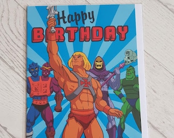 He-Man Birthday Card - Birthday Card - Card for Him - Card for Dad - Card for Brother - Happy Birthday He-Man Card - HE5