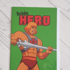 Cartão de aniversário do He-Man - Cartão de aniversário - Cartão para ele - Cartão para o pai - Cartão para o irmão - Cartão verde do He-Man - HE4