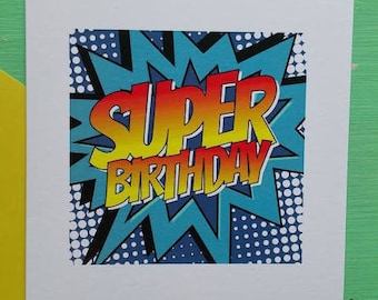 Tarjeta de cumpleaños de superhéroe de cómic – Diseño de súper cumpleaños