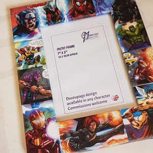 Avengers frame-super eroe-fumetto-decoupage picture frame 6 &quot;x4&quot; o 7 &quot;x5&quot;-regali per ragazzi-regalo per Avengers fan
