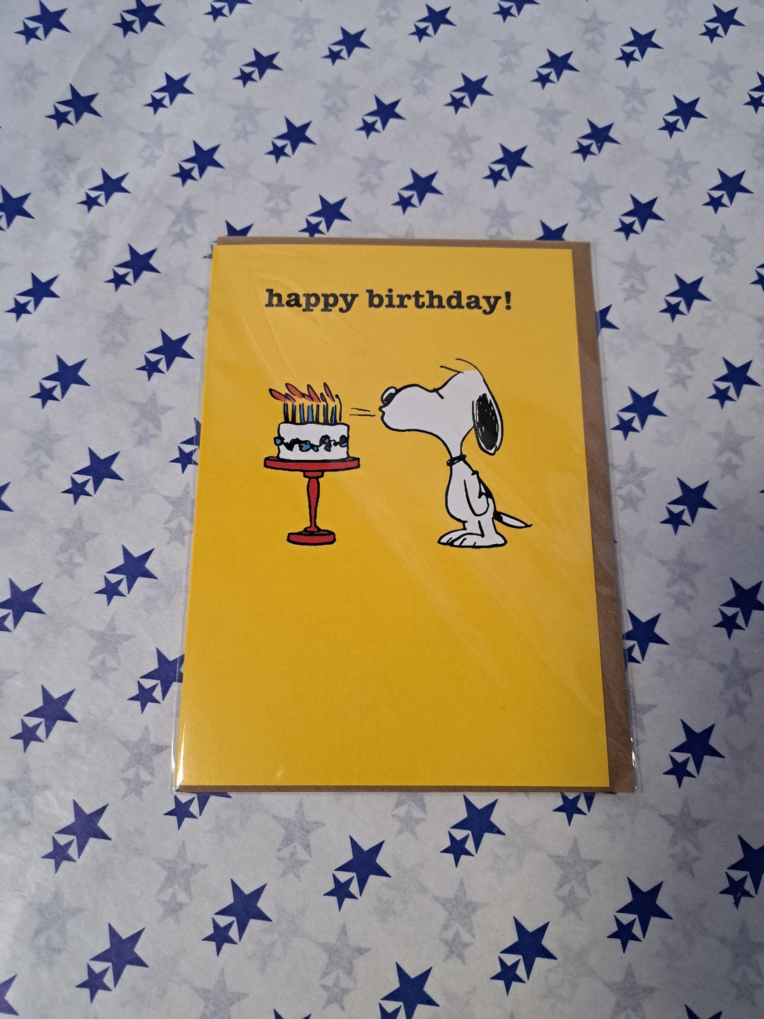 Snoopy Happy Birthday Card Snoopy Birthday Card for Snoopy Fan Yellow
