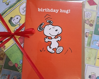 Carte de câlin d'anniversaire de Snoopy - carte de Snoopy rouge - anniversaire de Snoopy - carte pour fan de Snoopy - carte orange - SNOOP19