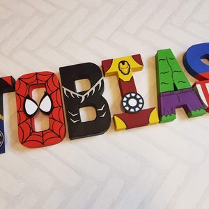 Superhero Letters Personalized Superhero Name Hand Painted Papier Mache Letters Kids Bedroom MADE TO ORDER 1-9 Letters image 5