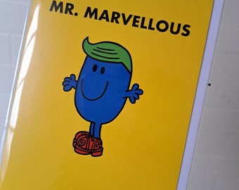 Mr. Men Valentines Car Valentines Day Card - Mr. Men Card - Mr. Marvellous Card - Card for Him - Card for Mr. Men Fan - Yellow Card - MR62