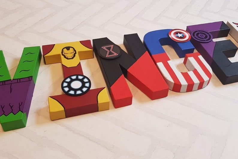 Avengers Wall Art Super Hero Name Personalized Hand Etsy UK