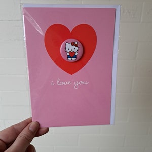 Hello Kitty Card - Badge Biglietto di San Valentino - Hello Kitty Card - Biglietto rosa - HK47