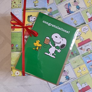 Cartão de parabéns Snoopy - Cartão Snoopy & Woodstock - Snoopy - Cartão para fã do Snoopy - Cartão verde - SNOOP80