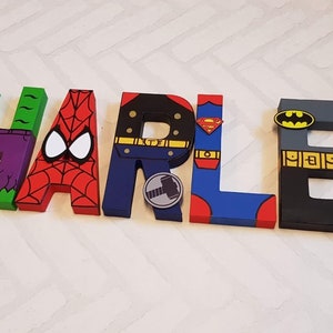 Superhero Letters Personalized Superhero Name Hand Painted Papier Mache Letters Kids Bedroom MADE TO ORDER 1-9 Letters image 7