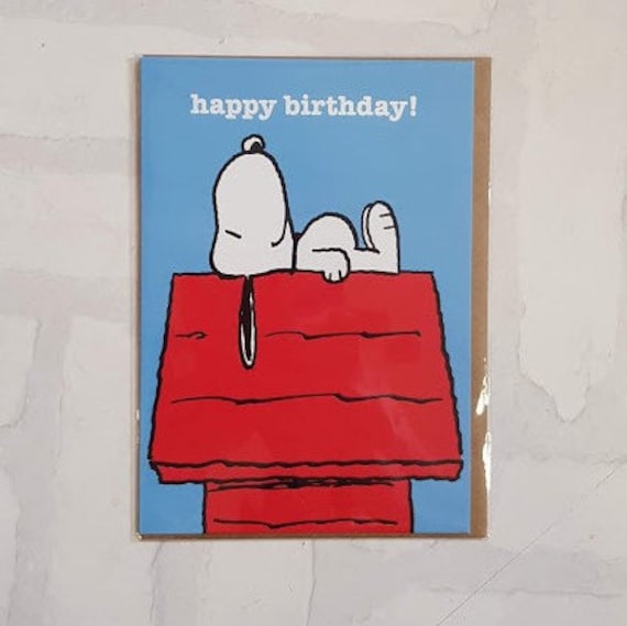 Snoopy Birthday Card - Joe Cool on Doghouse - Fan Card