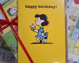 Joyeux anniversaire Snoopy - carte Lucy Van Pelt - anniversaire Snoopy - carte pour fan de Snoopy - carton jaune - SNOOP5