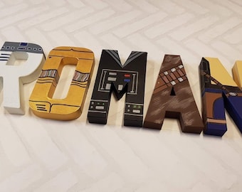 Personalized Star Wars Theme Letters - Hand Painted Papier Mache Letters - Star Wars Kids Name - MADE TO ORDER