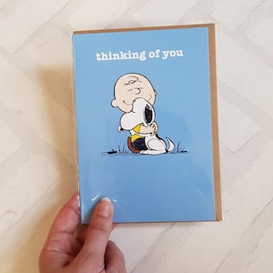 Snoopy Card - Think of You Card - Sympathy Card - Peanuts Card - Charlie Brown avec Snoopy - Blue Card - SNOOP11