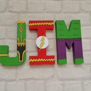 Superhero Letters Personalised Hand Painted Papier Mache Name Initials 3 Super Hero letters only Kids Name MADE TO ORDER image 6