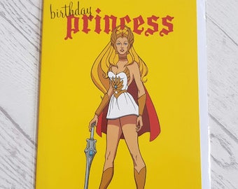 Birthday Princess Card - She-Ra Card - Comic Book Card - She-Ra Power - Card for Her - Card for Mum - Card for Sister - Yellow Card - SHE4