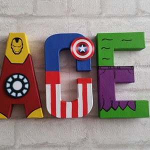 Superhero Letters Personalised Hand Painted Papier Mache Name Initials 3 Super Hero letters only Kids Name MADE TO ORDER image 4