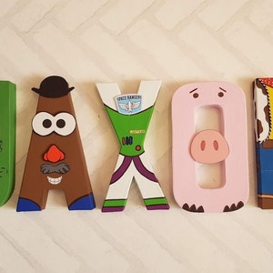 Décoration Toy Story, Lettres personnalisées peintes à la main, Nom Toy Story, Thème Toy Story