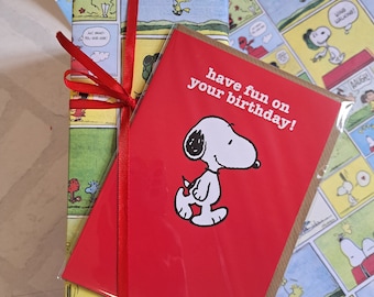 Carte d'anniversaire Snoopy - Motif rouge « Amuse-toi bien »