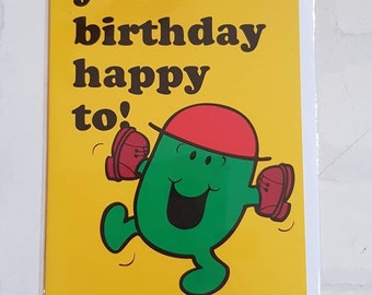 Mr. Men Birthday Card - Mr. Muddle Card - Mr. Men Card  - Card for Her - Card for Him - Card for Mr. Men Fan