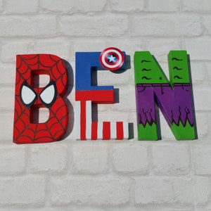 Superhero Letters Personalised Hand Painted Papier Mache Name Initials 3 Super Hero letters only Kids Name MADE TO ORDER image 8