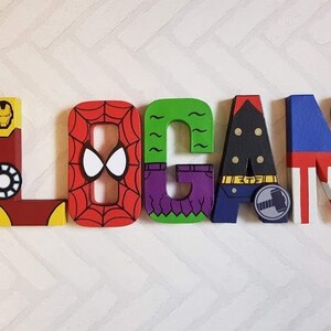 Personalized Hero Letters - Hand Painted Papier Mache Super Hero Letters - Superhero Kids Name