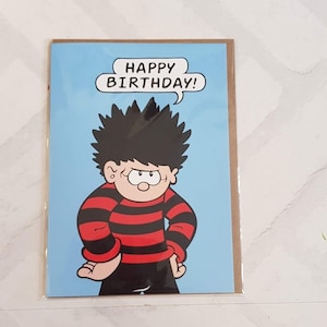 Carte d'anniversaire Dennis la menace - carte Beno - bande dessinée - carte de joyeux anniversaire - carte pour elle - carte pour lui - carte bleue - BD6