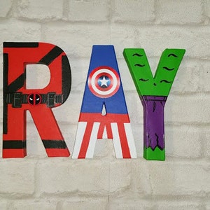 Superhero Letters Personalised Hand Painted Papier Mache Name Initials 3 Super Hero letters only Kids Name MADE TO ORDER image 3