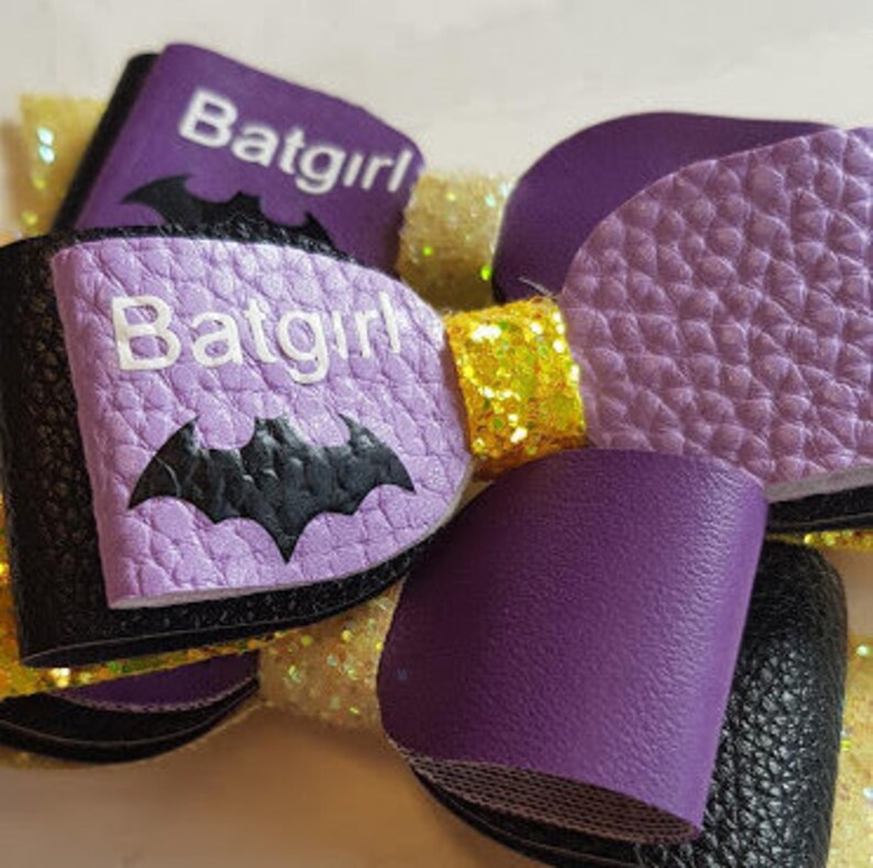 Batgirl Hair Bow Super Hero Bows Superhero Girls Hair Bow Etsy